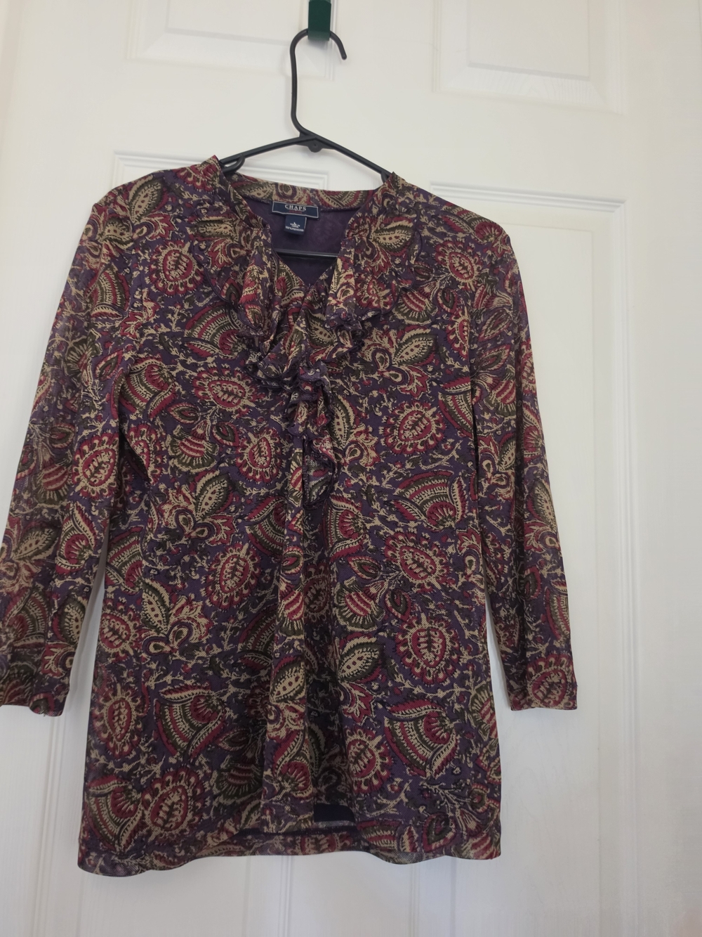Chaps Paisley Long Sleeve Blouse in Purple & Red